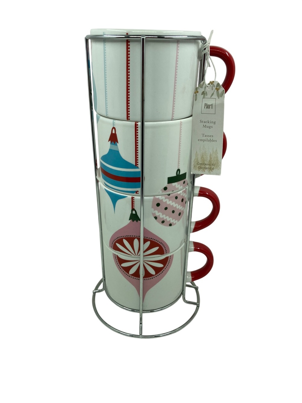 Pier 1 Imports Christmas Ornaments Stacking Mugs Set of 4